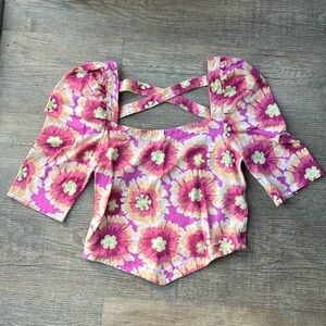 Free People Floral Top Size M